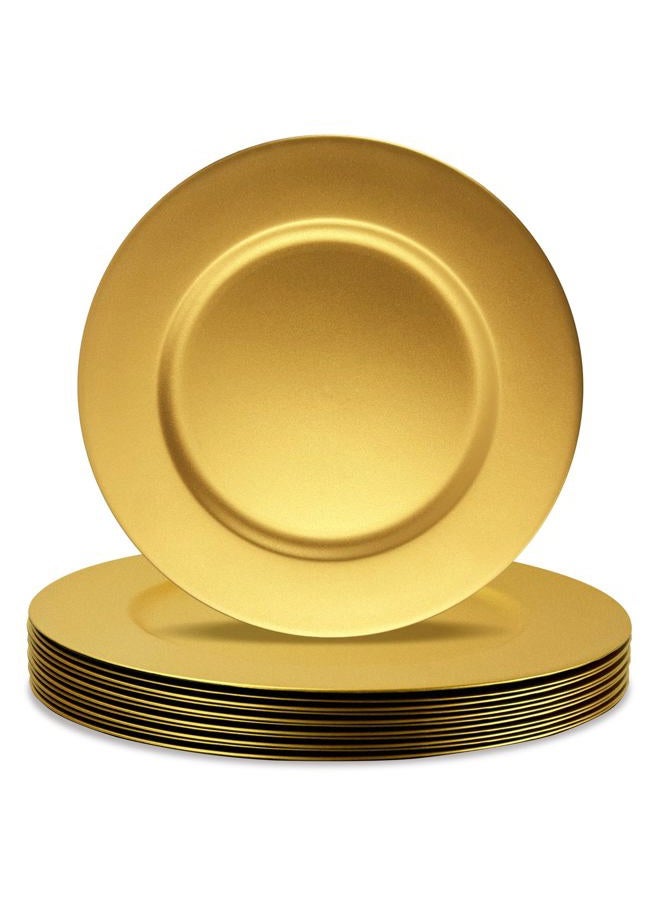 Cheardia 12 Pack Plastic Gold Charger Plates, 13 Inch Round Decorative Serving Dinner Charger Plate Bulk for Wedding, Catering, Parties, Restaurant, Home - Image 1