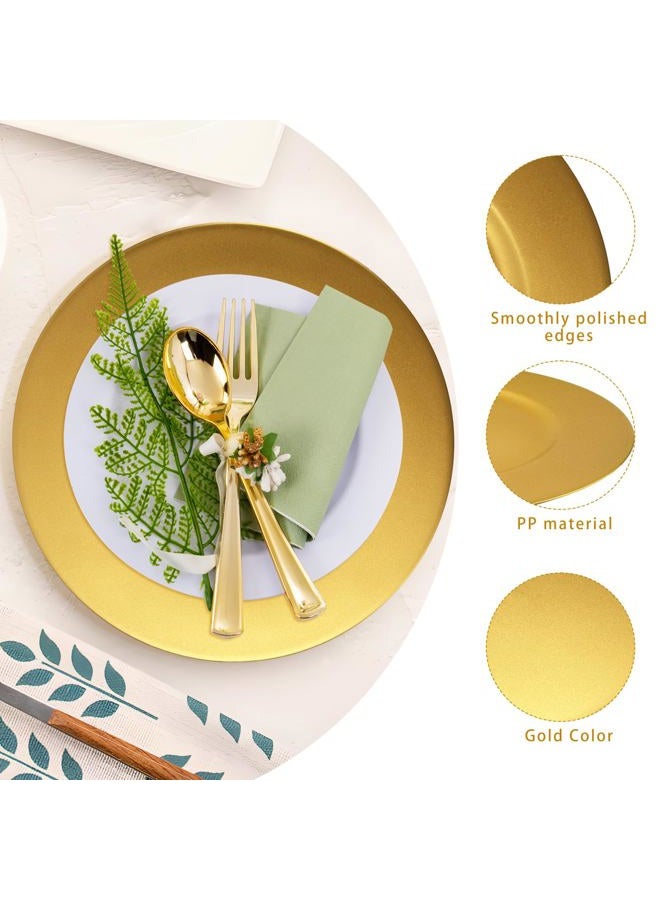 Cheardia 12 Pack Plastic Gold Charger Plates, 13 Inch Round Decorative Serving Dinner Charger Plate Bulk for Wedding, Catering, Parties, Restaurant, Home - Image 3