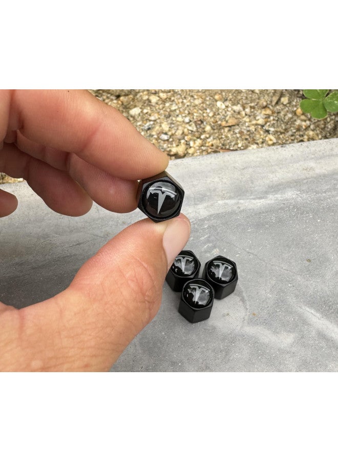 Tactilian TACTILIAN Car Tire Valve Stem Caps for Tesla Model 3, S, X, Y Accessories (4 Pack) Leakproof Aluminum Tire Valve Caps with Rubber O-Rings Compatible with Tesla Model Y Accessories 2023  - Image 4