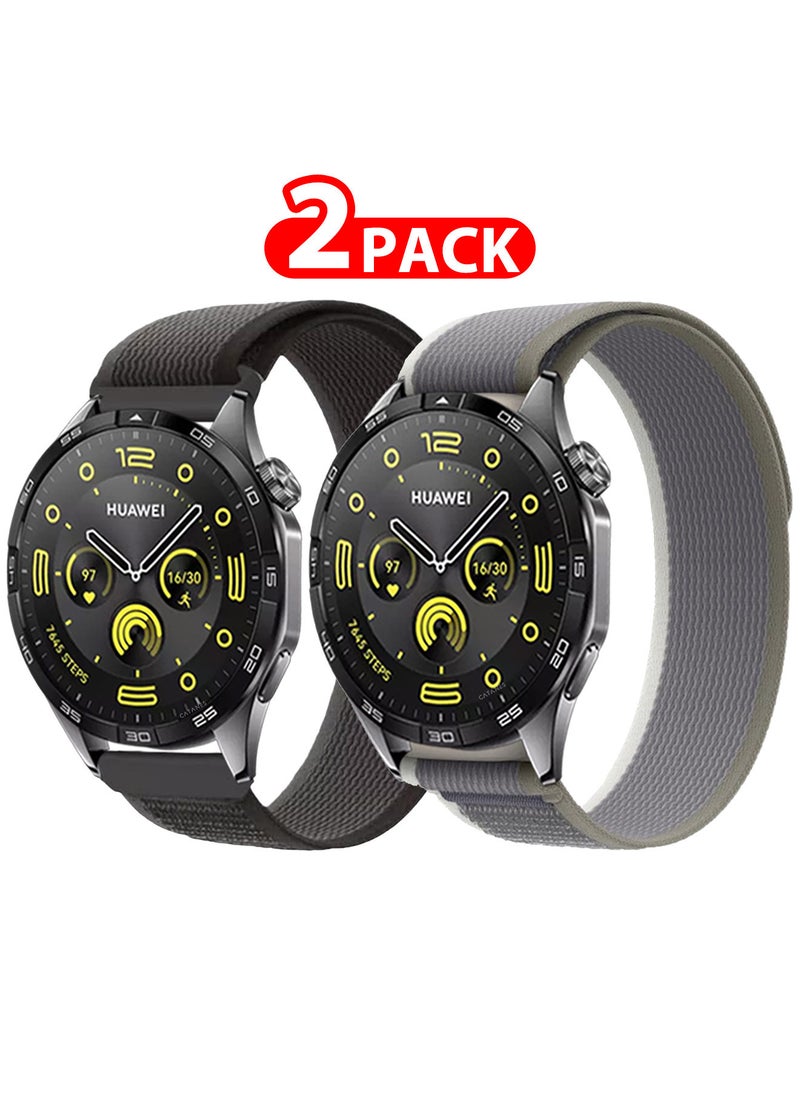 CATANES - ( for Huawei Watch GT4 ) 2 Pack, Trail Loop Band, Braided Elastic Weave Sport Strap, Nylon Sport Loop Bands for Men Women - Image 1