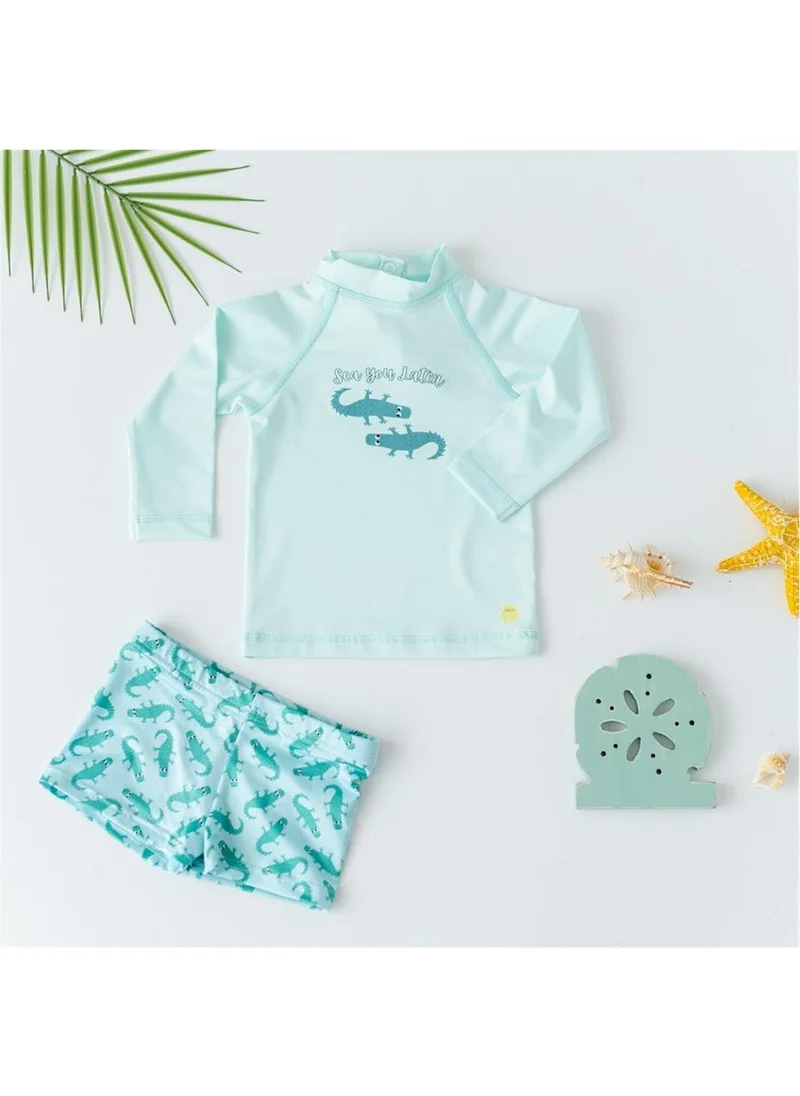 Mama Yoyo UV Protected Long Sleeve Swimsuit Set Crocco Blue