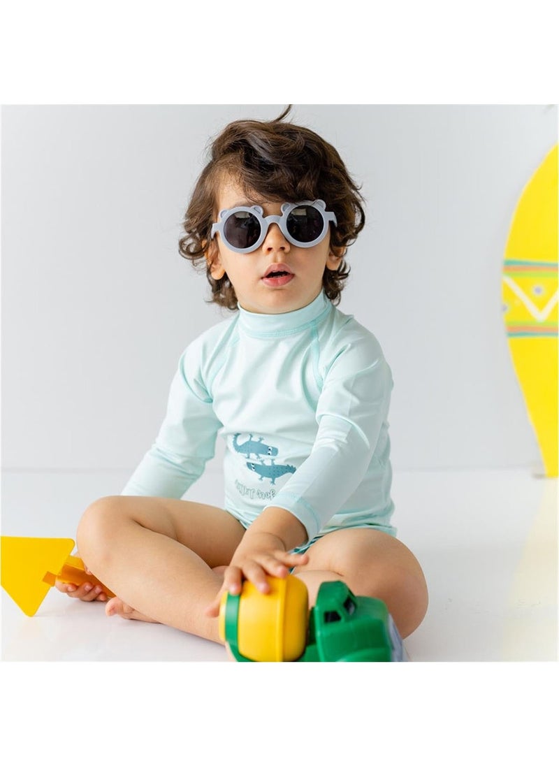Mama Yoyo UV Protected Long Sleeve Swimsuit Set Crocco Blue  - Image 2