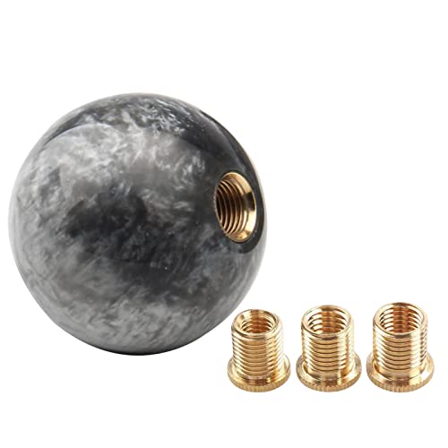 YIUIY Round Ball Shift Knob Universal Marble Style Gear Shift Knob 5 6 Speed for Manual Automatic Vehicles with Adapters (Gray) - Image 1