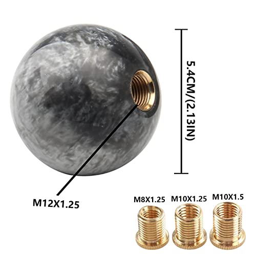 YIUIY Round Ball Shift Knob Universal Marble Style Gear Shift Knob 5 6 Speed for Manual Automatic Vehicles with Adapters (Gray) - Image 2