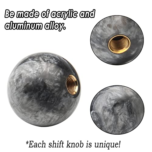 YIUIY Round Ball Shift Knob Universal Marble Style Gear Shift Knob 5 6 Speed for Manual Automatic Vehicles with Adapters (Gray) - Image 4