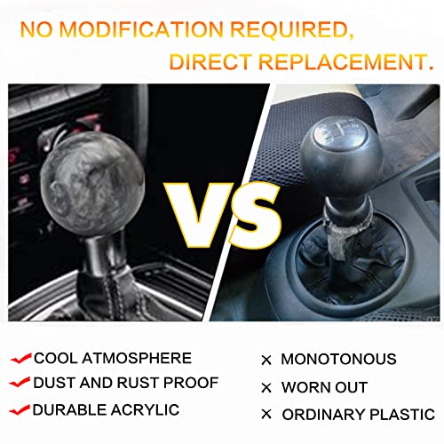 YIUIY Round Ball Shift Knob Universal Marble Style Gear Shift Knob 5 6 Speed for Manual Automatic Vehicles with Adapters (Gray) - Image 3