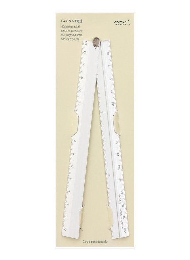 Midori Multi Aluminium Ruler 30cm Silver (42253006) - Image 1