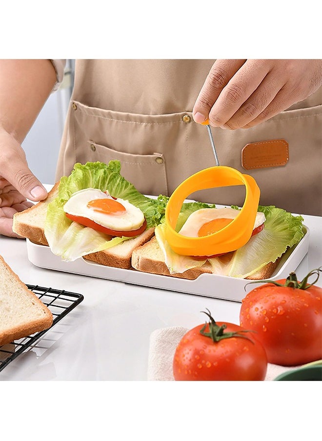 5 Pcs Silicone Egg Rings,Two-Sided Non Stick Pancake Molds, Fried Egg Cooking Rings Mold Ring Round with Handle for Fry Eggs Pancakes Reusable Fried Egg Mold, Round and Square