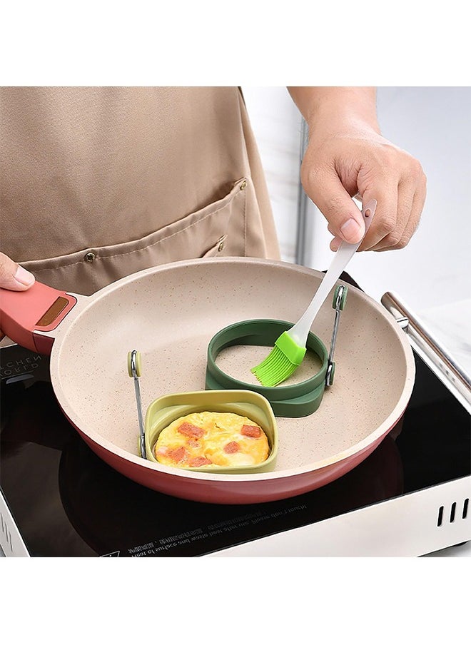 5 Pcs Silicone Egg Rings,Two-Sided Non Stick Pancake Molds, Fried Egg Cooking Rings Mold Ring Round with Handle for Fry Eggs Pancakes Reusable Fried Egg Mold, Round and Square