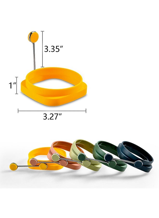 5 Pcs Silicone Egg Rings,Two-Sided Non Stick Pancake Molds, Fried Egg Cooking Rings Mold Ring Round with Handle for Fry Eggs Pancakes Reusable Fried Egg Mold, Round and Square