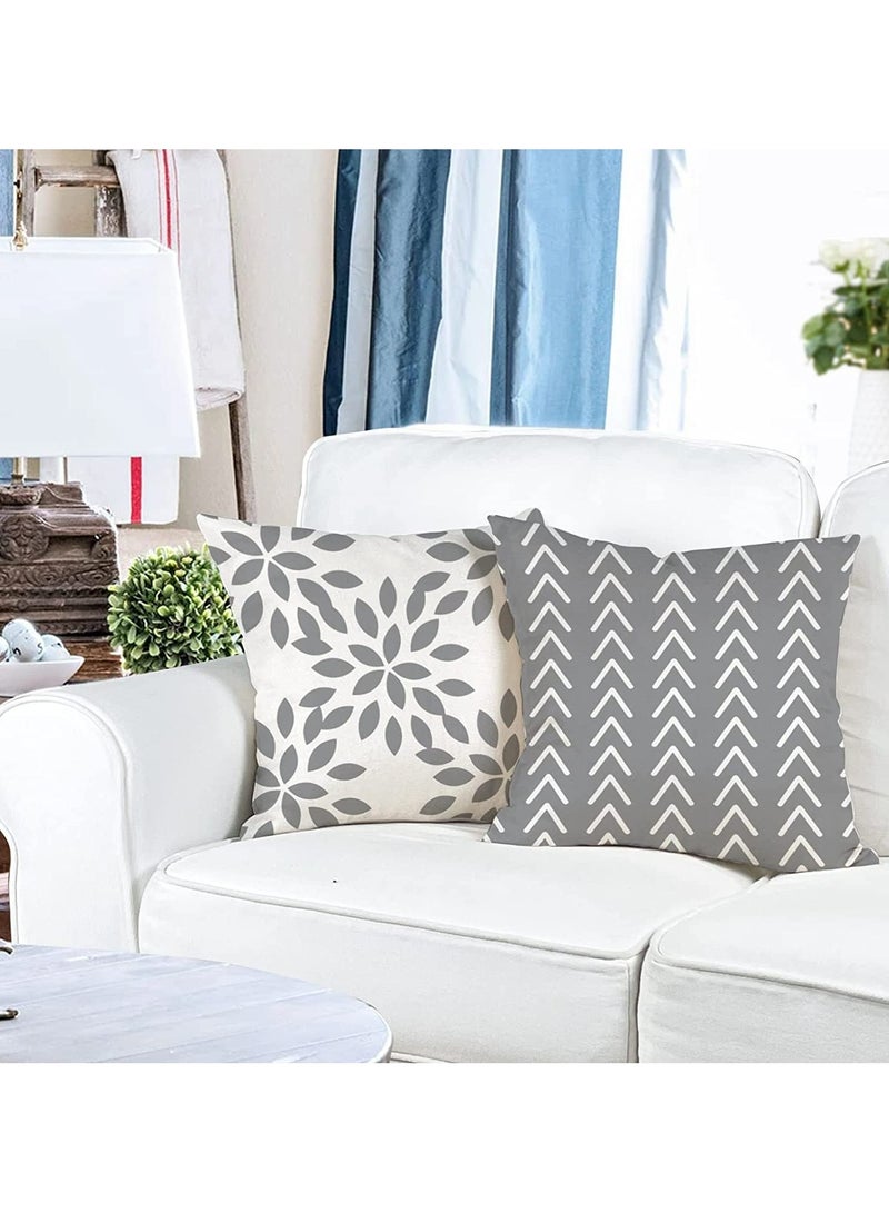 CMGTYYD Pillow Covers 18x18 Set of 4, Modern Sofa Throw Pillow Cover, Decorative Outdoor Linen Fabric Pillow Case for Couch Bed Car 45x45cm (Gray, 18x18,Set of 4) - Image 2