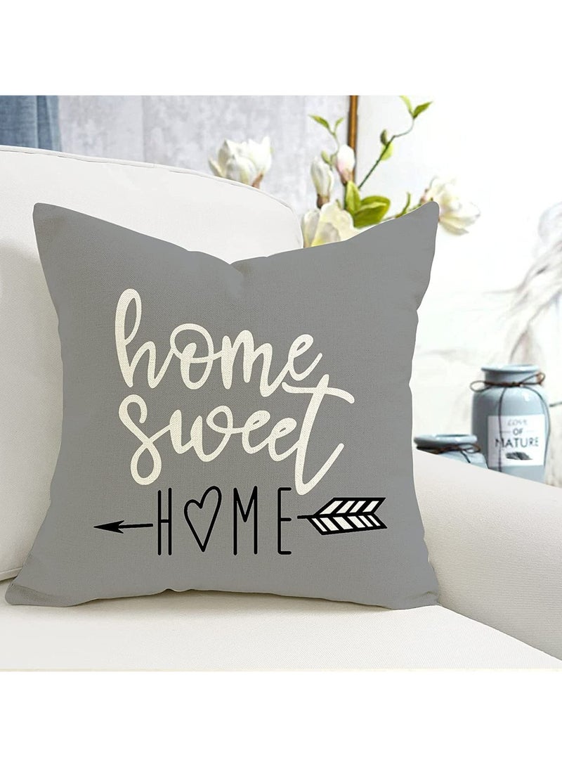 CMGTYYD Pillow Covers 18x18 Set of 4, Modern Sofa Throw Pillow Cover, Decorative Outdoor Linen Fabric Pillow Case for Couch Bed Car 45x45cm (Gray, 18x18,Set of 4) - Image 4