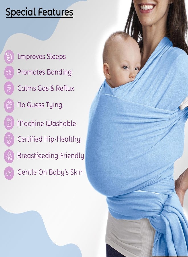 Bembika Adjustable Hands-Free Baby Sling Carrier Lightweight, Foldable Baby Wrap & Newborn Carrier Comfortable, Travel-Friendly Baby Wrapping Cloth-(Light Blue 0-18 Months |3-12 Kg) - Image 4