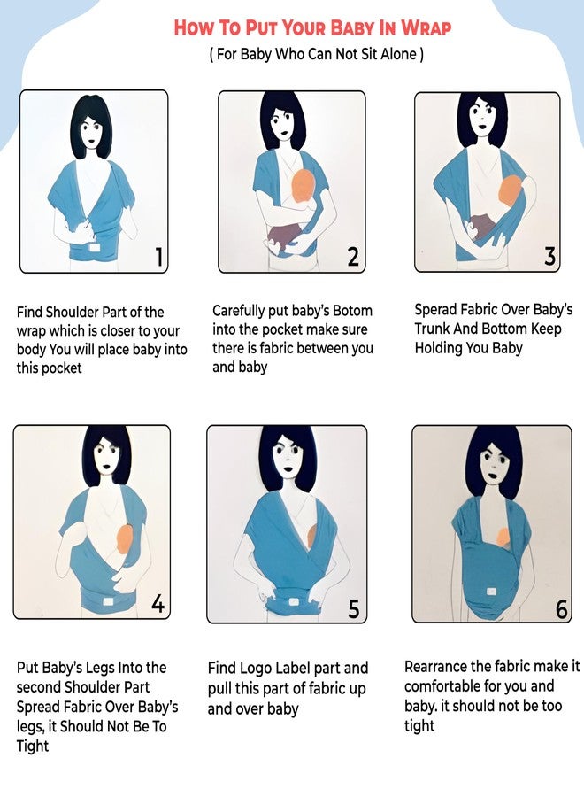 Bembika Adjustable Hands-Free Baby Sling Carrier Lightweight, Foldable Baby Wrap & Newborn Carrier Comfortable, Travel-Friendly Baby Wrapping Cloth-(Light Blue 0-18 Months |3-12 Kg) - Image 2