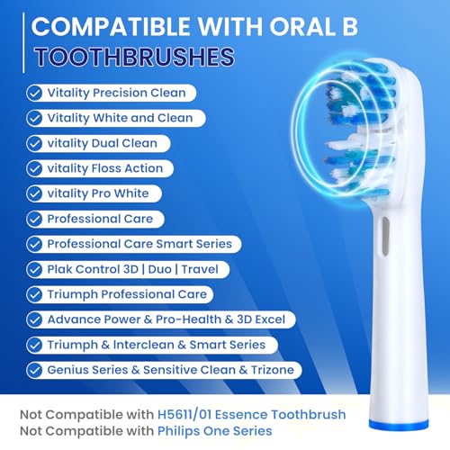 VWONST Replacement Brush Heads Compatible with Oral B- Double Clean Design, Double Clean Brush Heads, Compatible with Braun Oral-B Dual Clean Electric Toothbrush (8-Pack) - Image 2