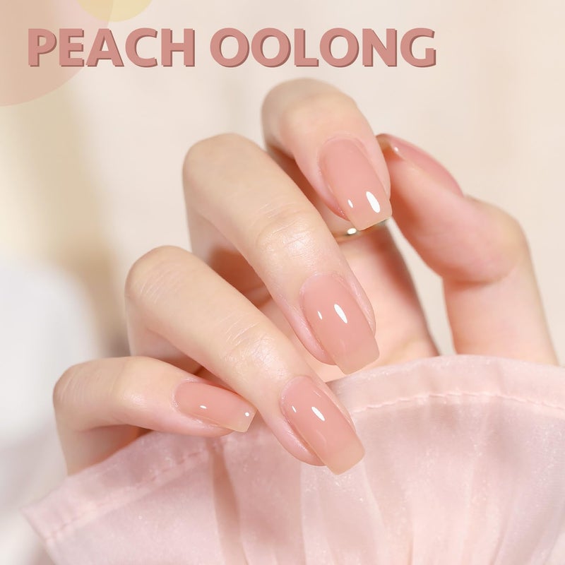 GAOY Jelly Nude Gel Nail Polish, 16ml Sheer Peach Translucent Gel Polish, UV Light Cure for Nail Art DIY, 1711 Peach Oolong - Image 3