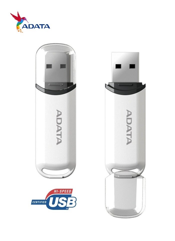 ADATA - C906 Compact | 64GB USB 2.0 Flash Drive | Lightweight and Fast Data Transfer | White - Image 1
