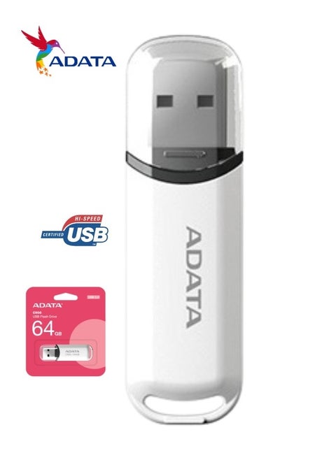 C906 Compact | 64GB USB 2.0 Flash Drive | Lightweight and Fast Data Transfer | White