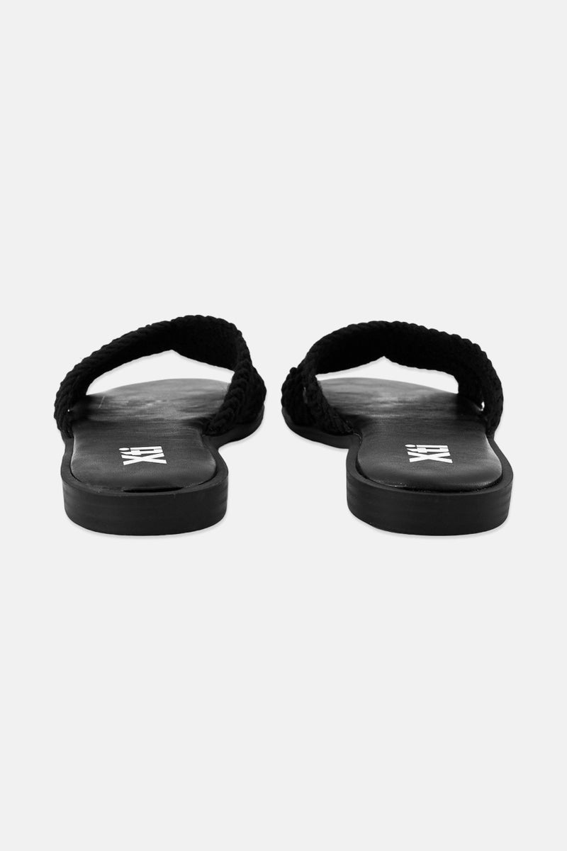 Xti Women Slip On Leather Sandals, Black - Image 2