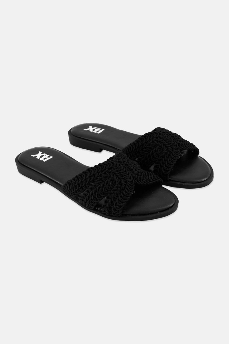 Xti Women Slip On Leather Sandals, Black - Image 1
