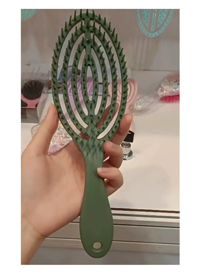 LANGMANNI [ Anti-static Scalp Massage Comb]  Hollow Out Hair Comb Scalp Massage Hair Brush Anti-static Comb Anti Knot Tangling Styling Brush - Image 2