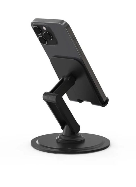 Phone Stand for Desk – 360 Degree Rotating Foldable Cell Phone Holder – Portable & Adjustable Desktop Stand Compatible with iPhone 16, 15, 14, 13 Pro Max, Samsung S25 Ultra, S24 Ultra, S23 Ultra, Tablets & iPads (4-10 Inches) – Stable and Space-Saving Design for Users