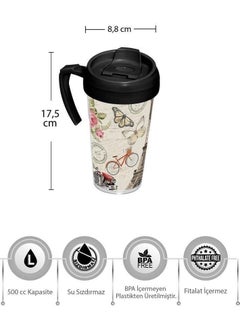 HEREVIN 0.5 Lt Handled Coffee Glass-Butterfly Paris  - Image 4