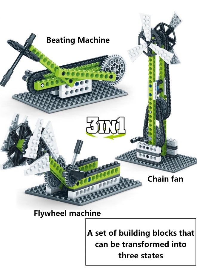 Children's Science And Education Plastic Toys Power Principle Engineering Machinery Set Small Particle Building Blocks(Three Forms Of Flywheel Machine)  - Image 2