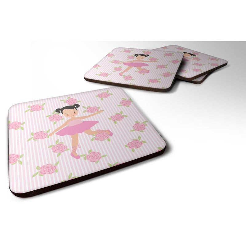 Caroline's Treasures ""Caroline's Treasures Ballerina black Hair Ponytails Foam Coaster Set of 4  3.5  Multicolor"" 