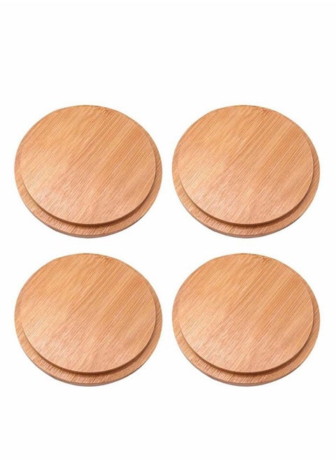 Bamboo Cup Cover, Wooden Cup Lid Wooden Tea Glass Cup Cover Coffee Mug Cup Lid Drink Cup Cover Set for Home Office Store (4 Pcs)