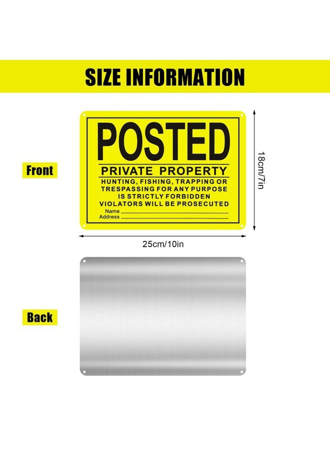 WAYASDCU 20PCS Posted No Trespassing Signs Private Property No Hunting Signs Private Property Aluminum Metal No Trespassing Signs for Warning No Hunting Fishing Trapping Indoor Outdoor(Yellow,7.09" x 9.84") - Image 5