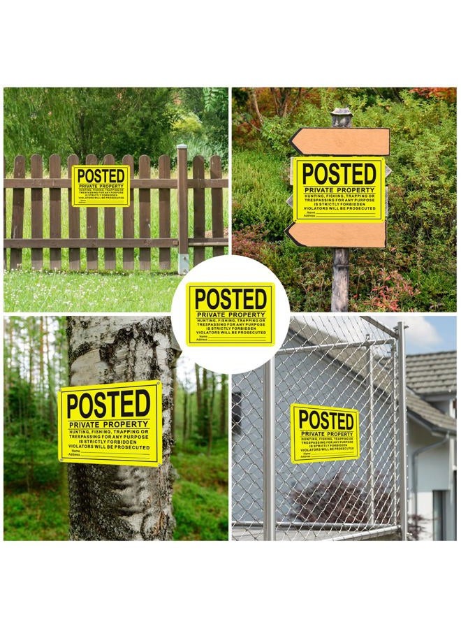 WAYASDCU 20PCS Posted No Trespassing Signs Private Property No Hunting Signs Private Property Aluminum Metal No Trespassing Signs for Warning No Hunting Fishing Trapping Indoor Outdoor(Yellow,7.09" x 9.84") - Image 4