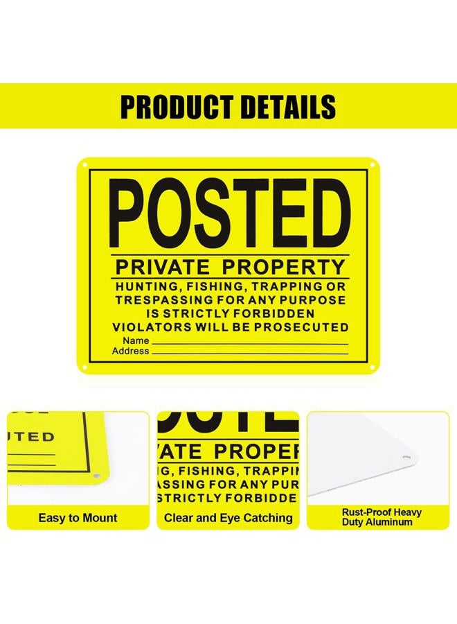 WAYASDCU 20PCS Posted No Trespassing Signs Private Property No Hunting Signs Private Property Aluminum Metal No Trespassing Signs for Warning No Hunting Fishing Trapping Indoor Outdoor(Yellow,7.09" x 9.84") - Image 2