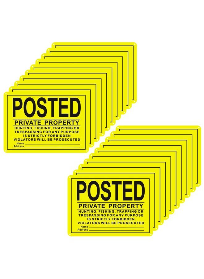 WAYASDCU 20PCS Posted No Trespassing Signs Private Property No Hunting Signs Private Property Aluminum Metal No Trespassing Signs for Warning No Hunting Fishing Trapping Indoor Outdoor(Yellow,7.09" x 9.84") - Image 1