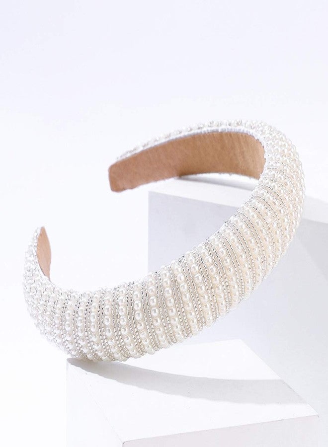 فيدانس عصابات رأس من اللؤلؤ من فيدانز للنساء، تصميم عصري باللون الأبيض، مناسبة للعرائس، عصابات رأس عريضة لحفلات الزفاف، مثالية للفتيات. - Image 2