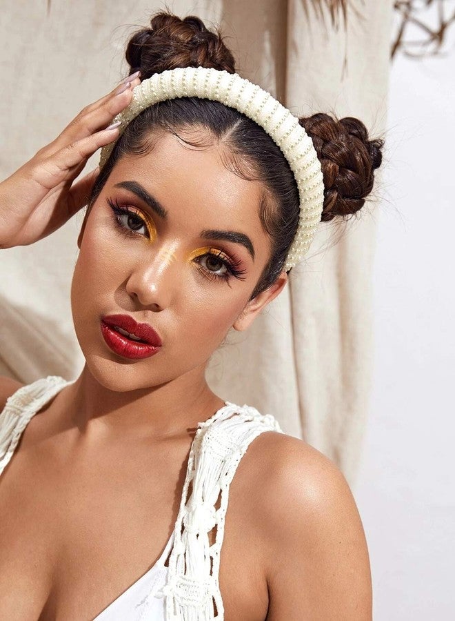 فيدانس عصابات رأس من اللؤلؤ من فيدانز للنساء، تصميم عصري باللون الأبيض، مناسبة للعرائس، عصابات رأس عريضة لحفلات الزفاف، مثالية للفتيات. - Image 5