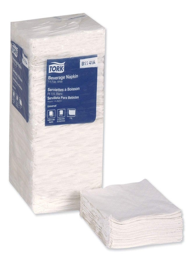 Tork B1141A Universal Beverage Napkin, White, 1-Ply, 1/4 Fold, 9.38" Width x 9.38" Length, (Case of 8 Packs, 500 per Pack, 4,000 Napkins) - Image 2