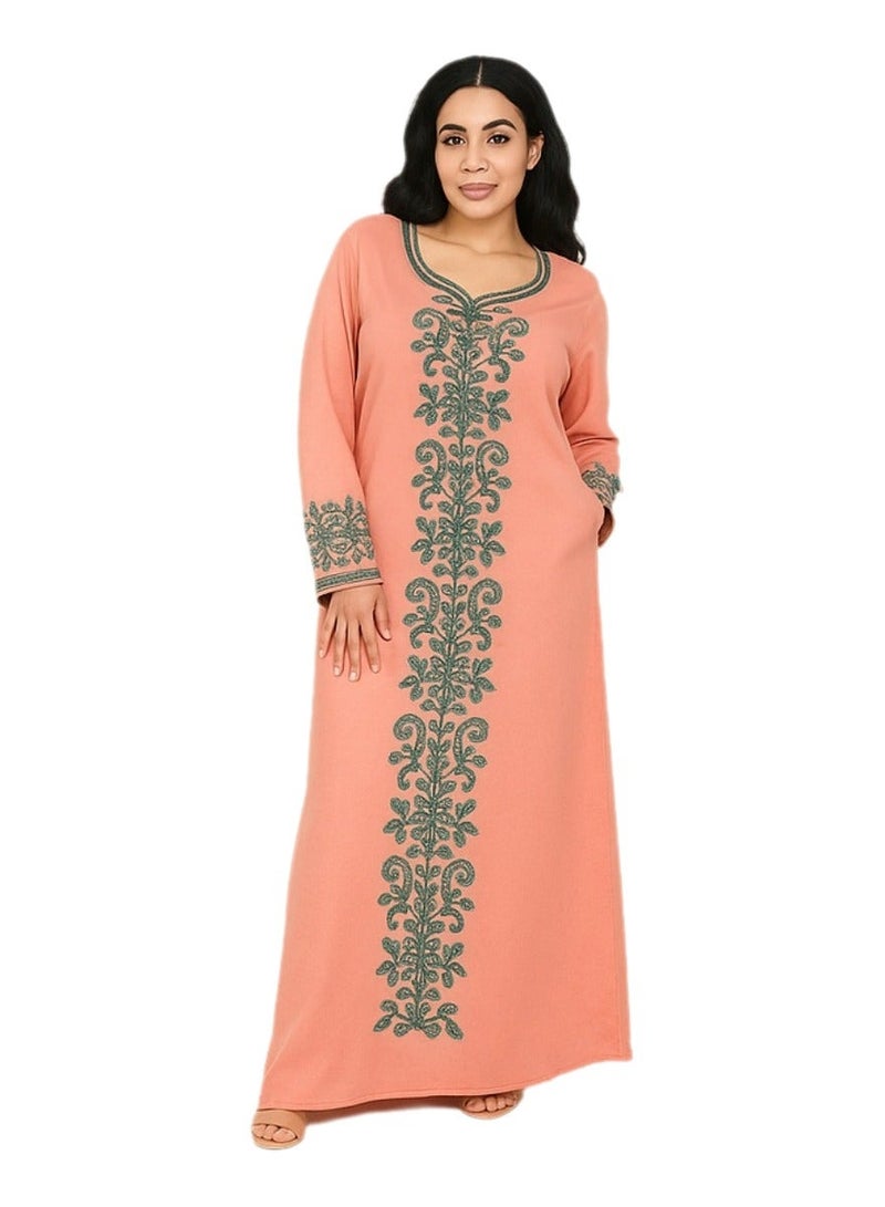 فستان نسائي طويل أنيق، مطرز، 60 : 90 كجم - Image 1