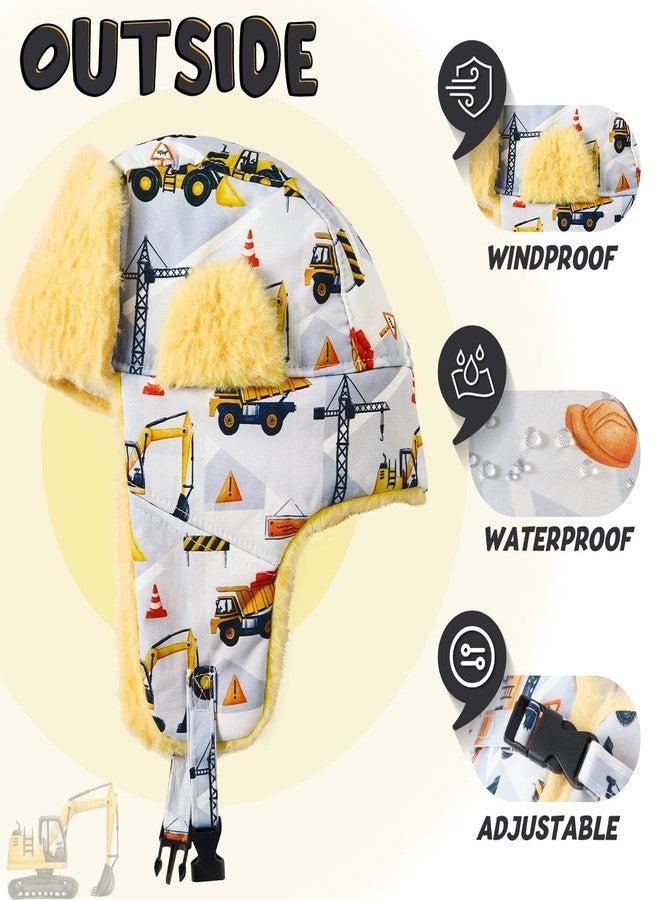 WAWSAM Toddler Winter Hat for Boys Girls Waterproof Warm Baby Toddler Fleece Beanie Hats (US, Age, 2 Years, 8 Years, Yellow Truck) - Image 3