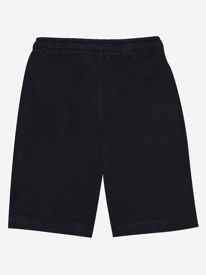 KiddoPanti Boys Solid Knee-Length Basic Short | 100% Cotton Knit Fabric | Elastic Waistband and Functional Drawcord | 2 Front Pockets Half Pant | Boys Shorts, Jet Black - 6-8Y - Image 3