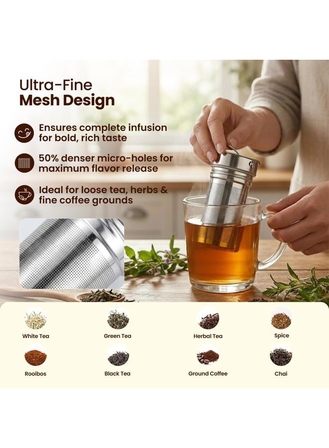 Lexlion Water Bottle Tea Infuser for Loose Leaf Tea — Reusable & Portable Stainless Steel Infuser for Fruit, Coffee, Green Tea, Iced Tea, Herbal Tea, Black Tea — Round Tea Strainers & Filters-(1 Pack) - Image 2
