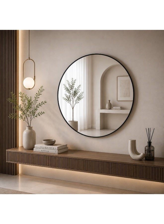 NZONE STORE Luxury Round Wall Mirror with Elegant Modern Design for Entryways, Living Rooms & Bedrooms – Premium Contemporary Interior Accent – Size 80×80 cm - Image 1