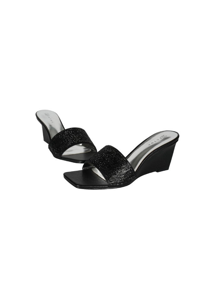 ZAYNA 221-59 زينة كعب ويدج نسائي سهل الارتداء أسود - Image 2