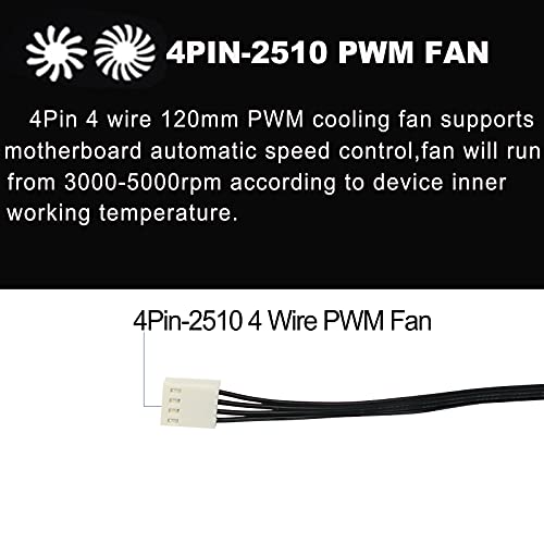 PANO-MOUNTS 2-Pack 120mm 12V DC 12038 120mm x 38mm 4.72inch High Speed Dual Ball Bearing 4Pin Antminer Fan PWM High CFM Brushless PC Computer CPU Case Ventilation Exhaust Fan with Metal Guard Grill 3000-5000RPM - Image 4