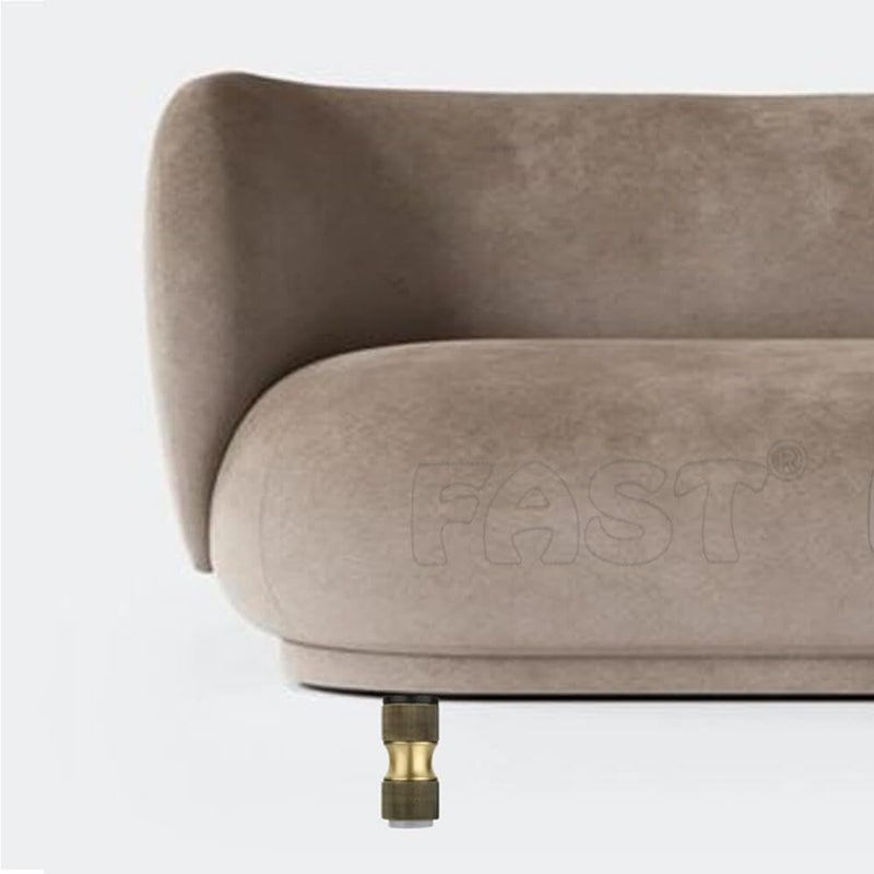 FAST أرجل أريكة دائرية ثقيلة من النحاس العتيق مع وسادات مطاطية لتجهيزات أثاث سرير الأريكة - FSL03 (نحاس ذهبي وأسود، 4 بوصة) - Image 5