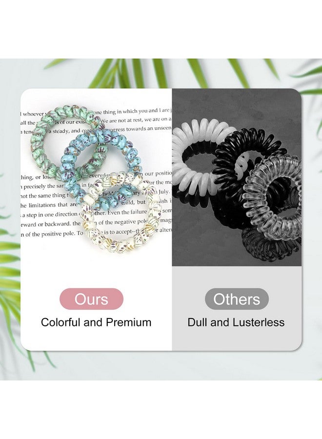 JessLab Spiral Hair Ties 10Pcs Assorted Traceless Spiral Hair Ties Cute Plastic Coil Ponytail Holders Nodamage Hair Accessory For Women And Girls Floral  - Image 3