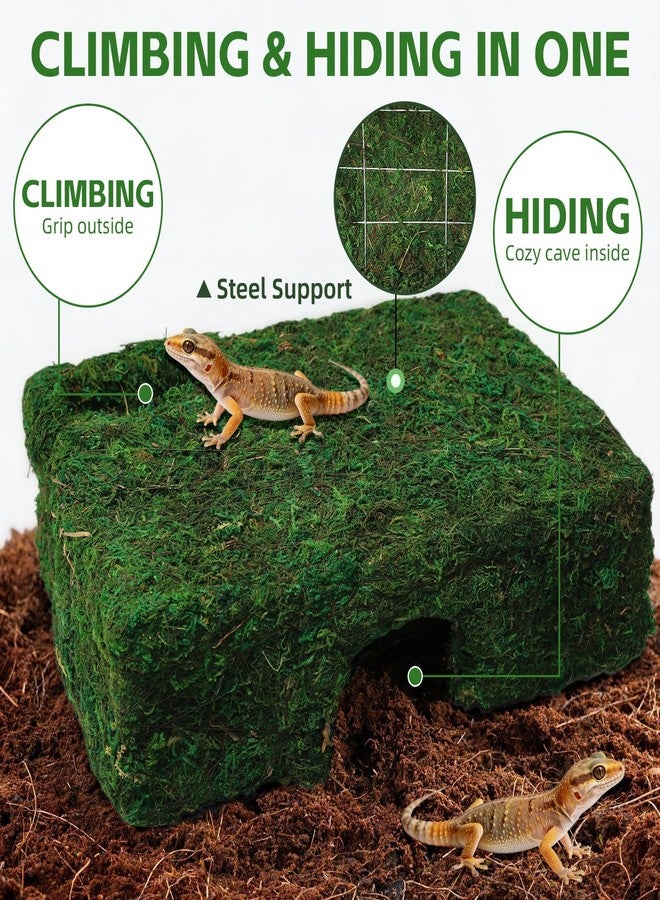 Hollima M Size Green Reptiles Cave Hide, Lizard Moss Hideout with Safe Shelter, Handmade Snake Cave Hut for Themed Terrarium Ideal for Gecko Hamster Snake Rest & Hide - Image 3