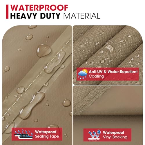 Unicook 55 Inch Grill Cover for Outdoor Grill, Heavy Duty Waterproof Gas BBQ Cover with Sealed Seam, Rip and Fade Resistant Barbecue Covering for Weber Nexgrill Charbroil, Neutral Taupe - Image 3