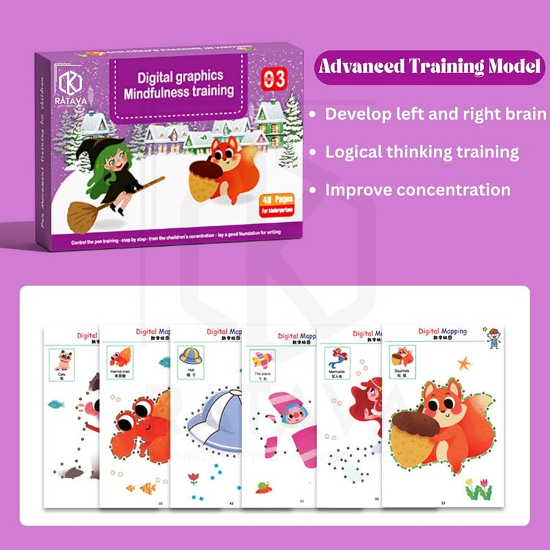 RATAVA Reusable Magic Tracing Workbook for Kids | Preschool Writing Practice with Disappearing Ink | Learn Alphabets, Numbers, Shapes & Lines | Early Learning Book (48 Pages, 4 Pens, Purple) - Image 4