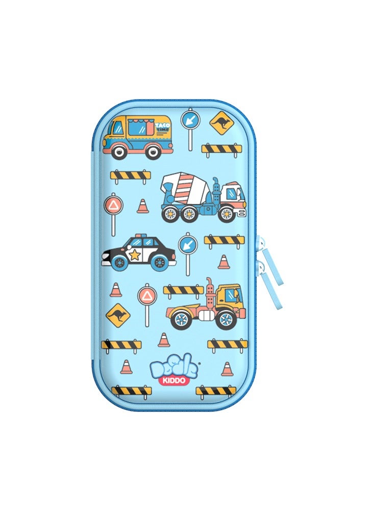 Doodle Kiddo Cars & Trucks Theme Pencil Case for Kids | Lightweight & Durable with Zipper Lock & Mesh Holder | Nursery & Primary School | 15.5x22x4 CM - Image 1